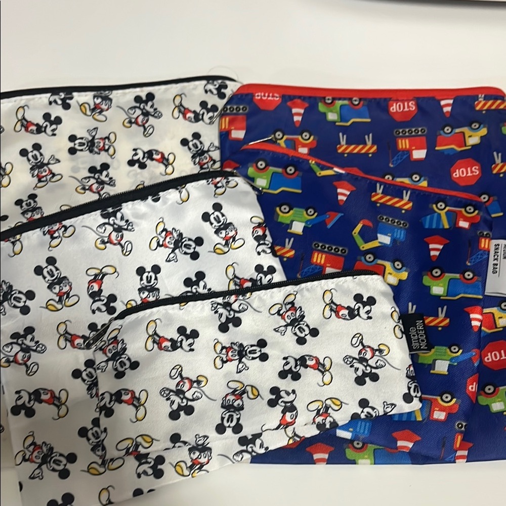 Simple Modern Disney Mickey Mouse and Trucks Snack Bags Set - White and Blue